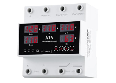 Conmutador automático un polo, tres fuentes 63A/110VAC con pantalla LED